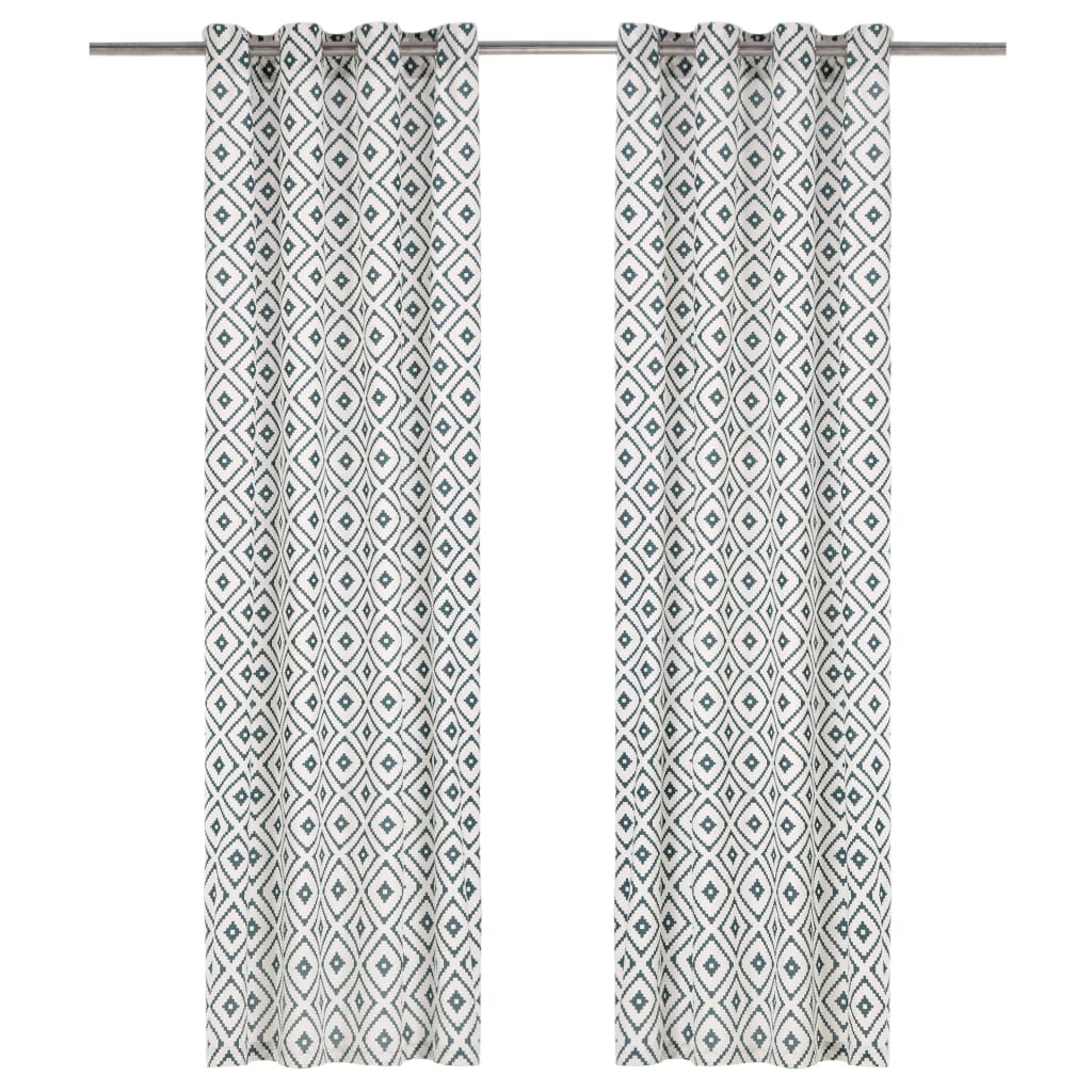 Gordijnen Met Metalen Ringen 2 St 140X225 Cm Katoen Groen