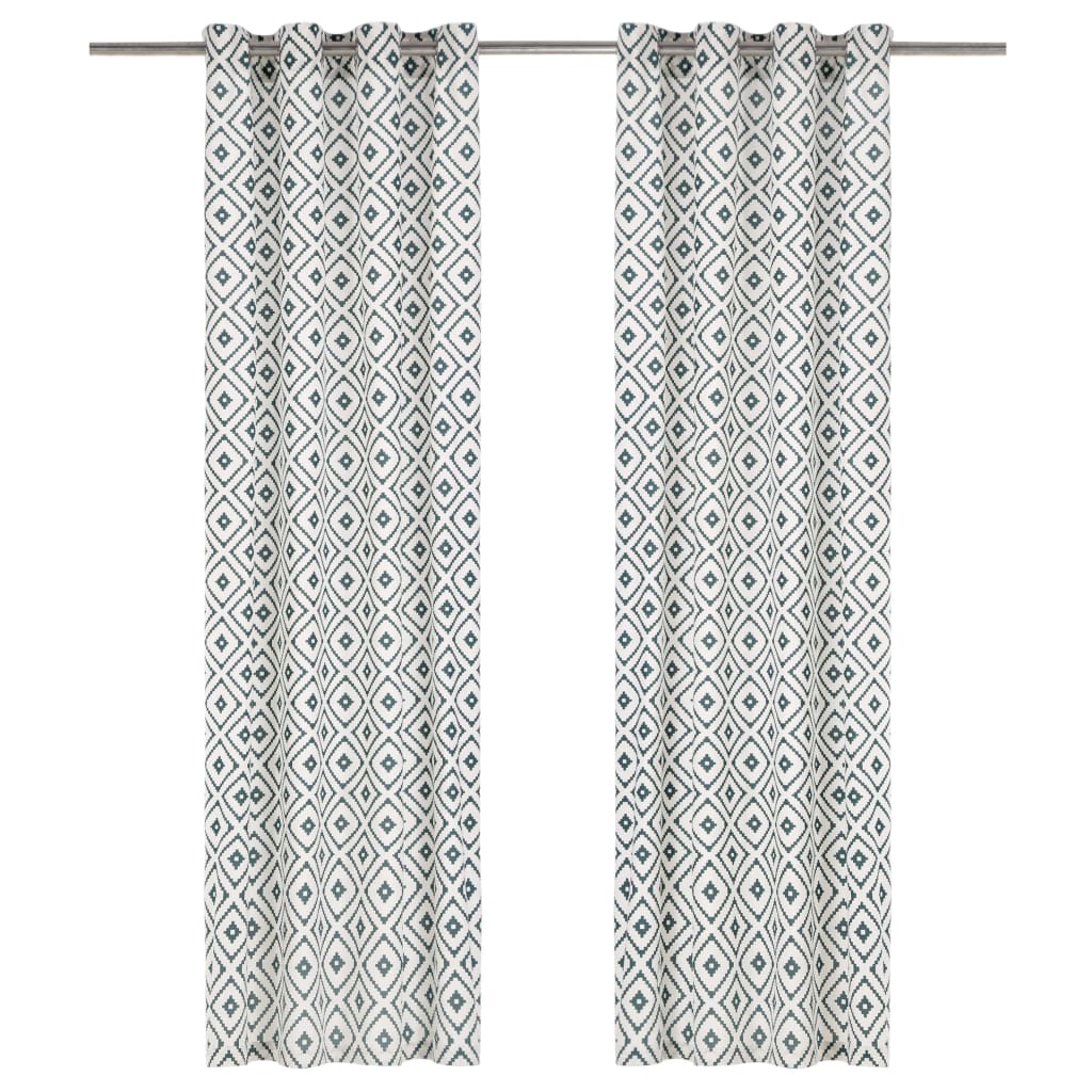 Gordijnen Met Metalen Ringen 2 St 140X245 Cm Katoen Groen
