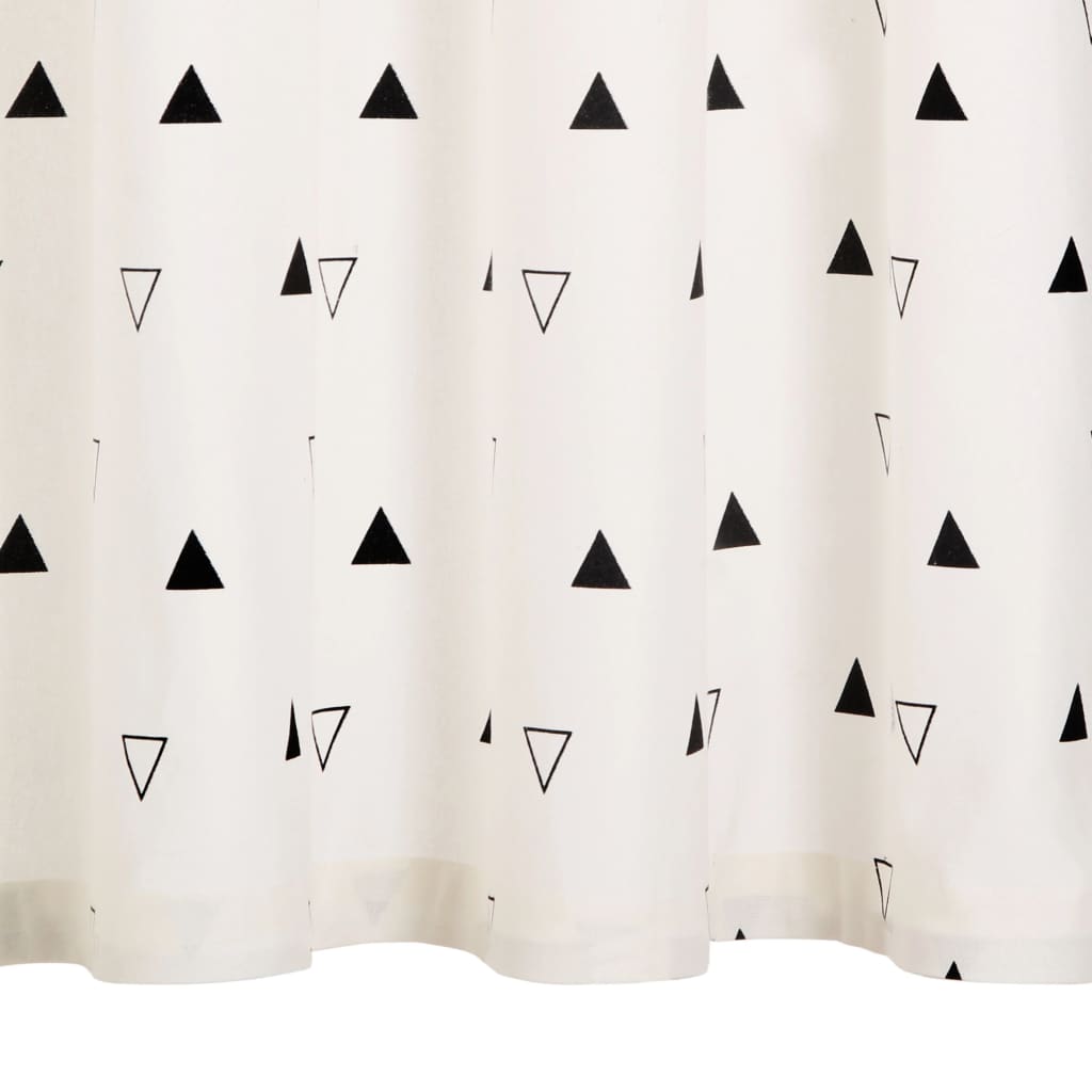 Gordijnen Met Metalen Ringen 2 St 140X245 Cm Katoen Zwarte Driehoek