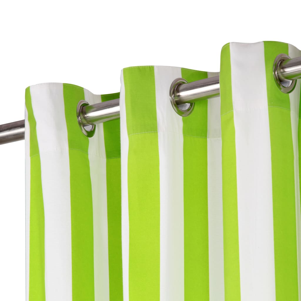 Gordijnen Met Metalen Ringen 2 St Streep 140X245 Cm Stof Groen
