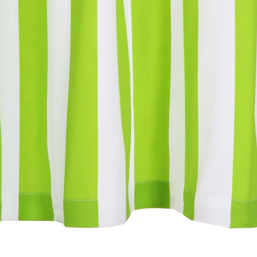 Gordijnen Met Metalen Ringen 2 St Streep 140X245 Cm Stof Groen