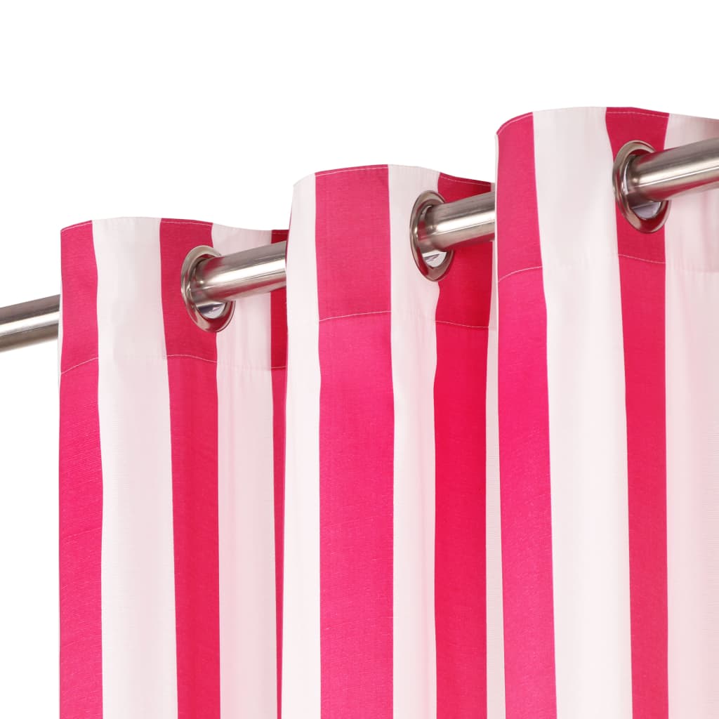 Gordijnen Met Metalen Ringen 2 St 140X175 Cm Stof Roze Streep