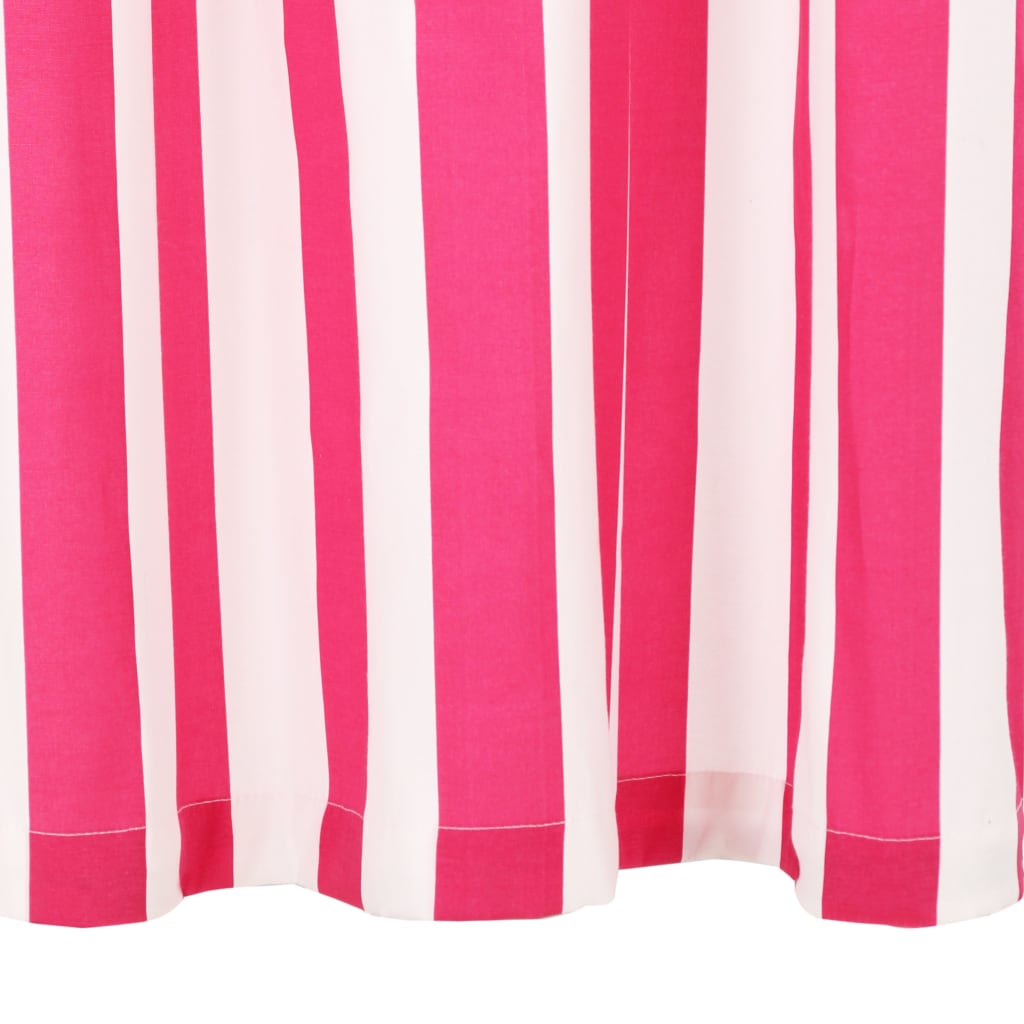 Gordijnen Met Metalen Ringen 2 St 140X175 Cm Stof Roze Streep