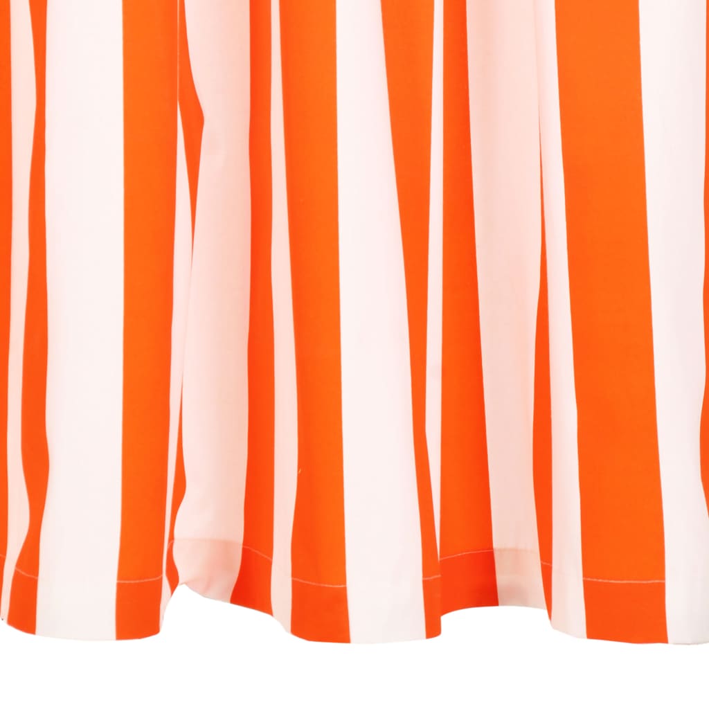 Gordijnen Met Metalen Ringen 2 St Streep 140X245 Cm Stof Oranje