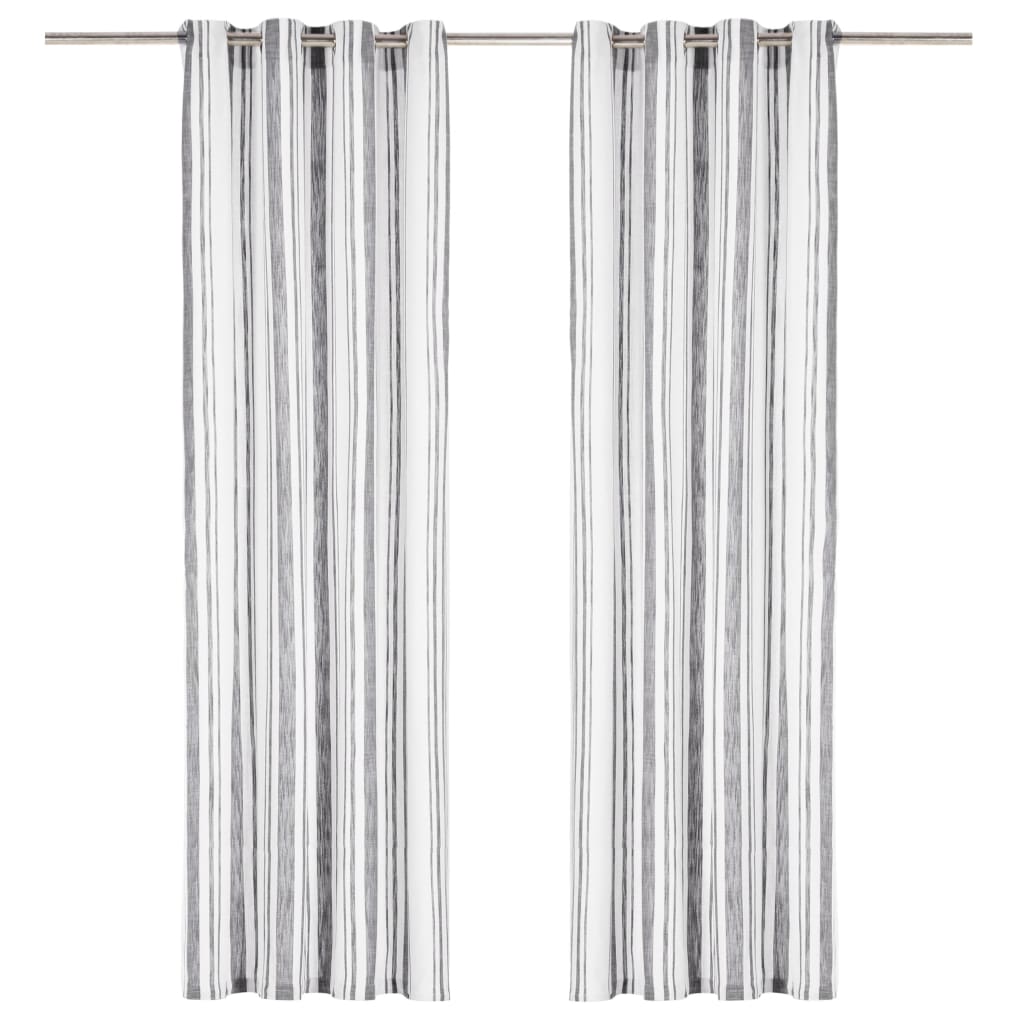 Gordijnen Met Metalen Ringen 2 St 140X175 Cm Katoen Antraciet