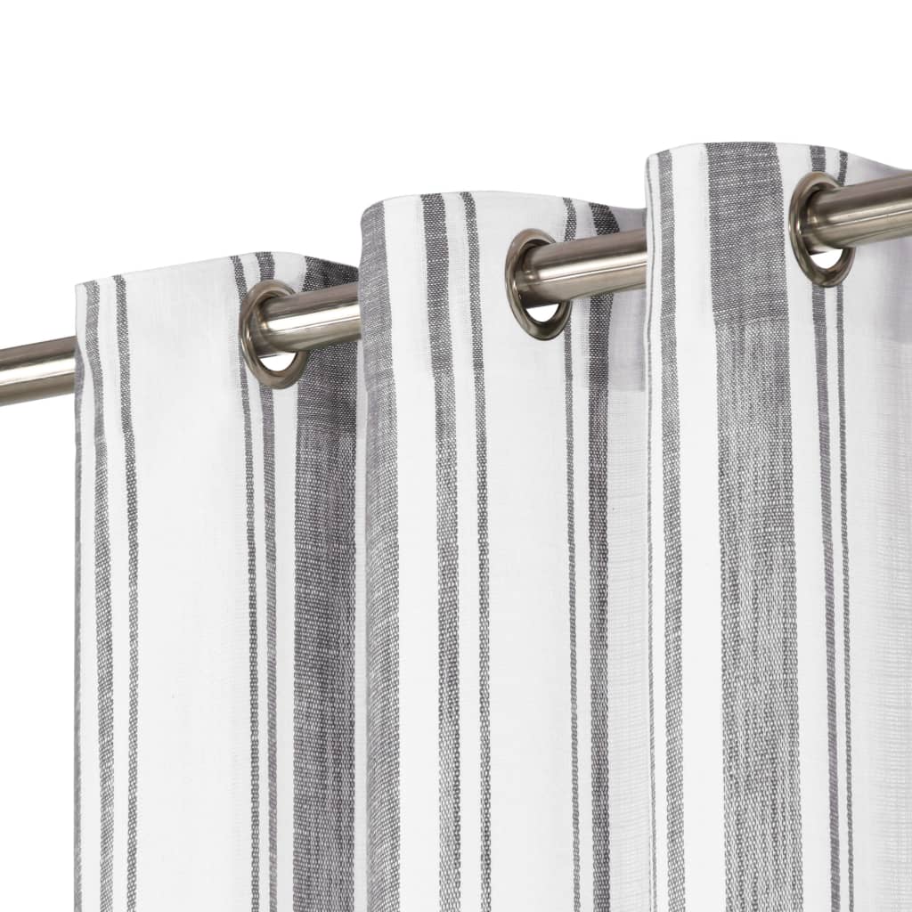 Gordijnen Met Metalen Ringen 2 St 140X245 Cm Katoen Antraciet
