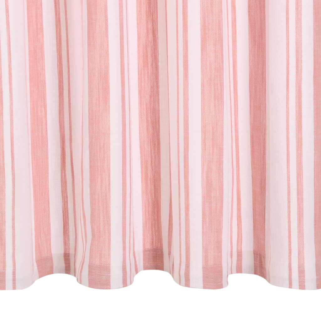 Gordijnen Met Metalen Ringen 2 St Streep 140X225 Cm Katoen Roze