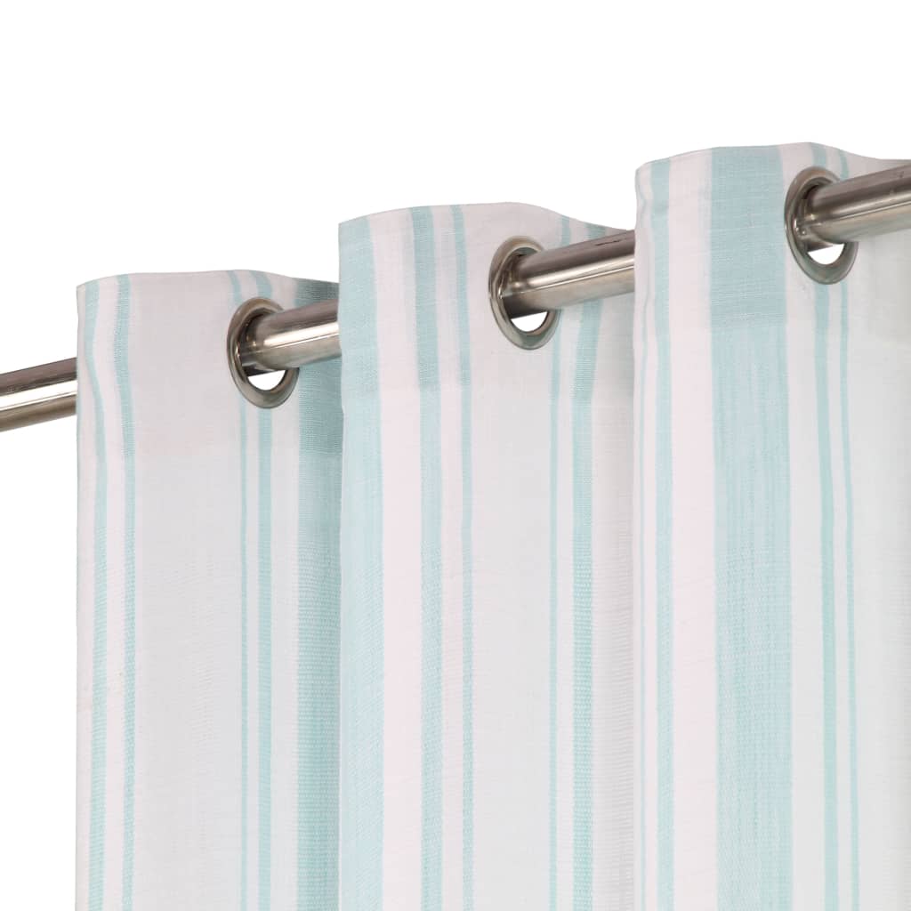 Gordijnen Met Metalen Ringen 2 St 140X245 Cm Katoen Blauwe Streep