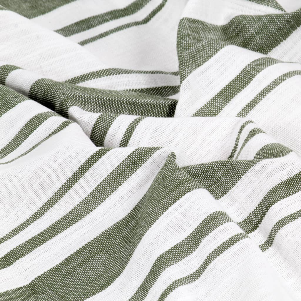 Gordijnen Met Metalen Ringen 2 St 140X225 Cm Katoen Groene Streep