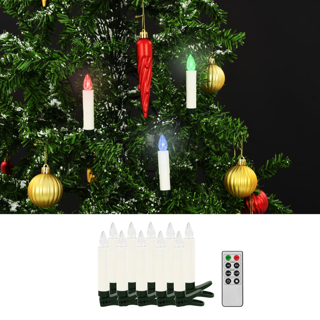 Led-Kaarsen Kerst Draadloos Met Afstandsbediening 10 St Rgb