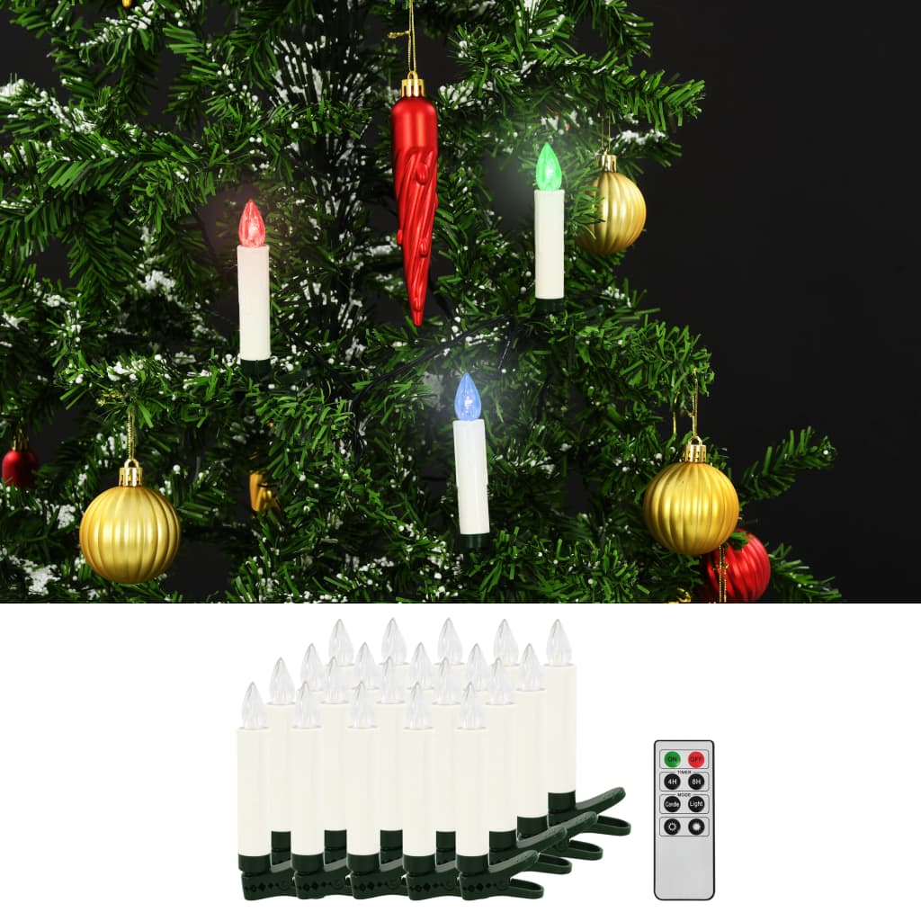 Led-Kaarsen Kerst Draadloos Met Afstandsbediening 20 St Rgb