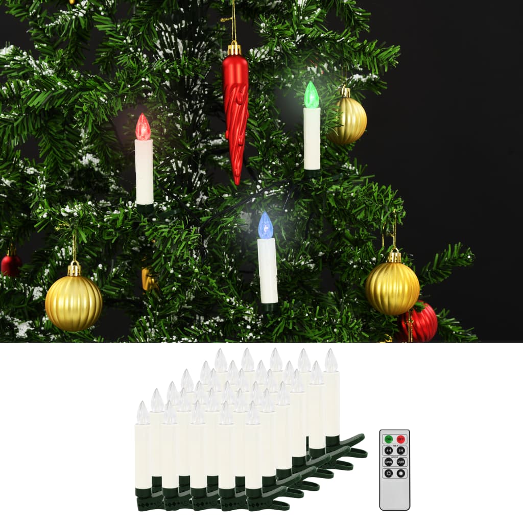 Led-Kaarsen Kerst Draadloos Met Afstandsbediening 30 St Rgb