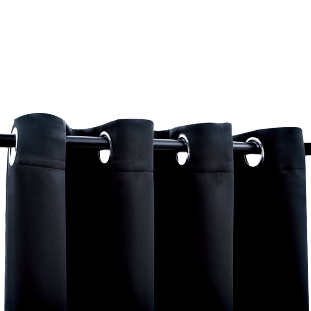 Gordijn Verduisterend Met Metalen Ringen 2 St 140X225 Cm Zwart