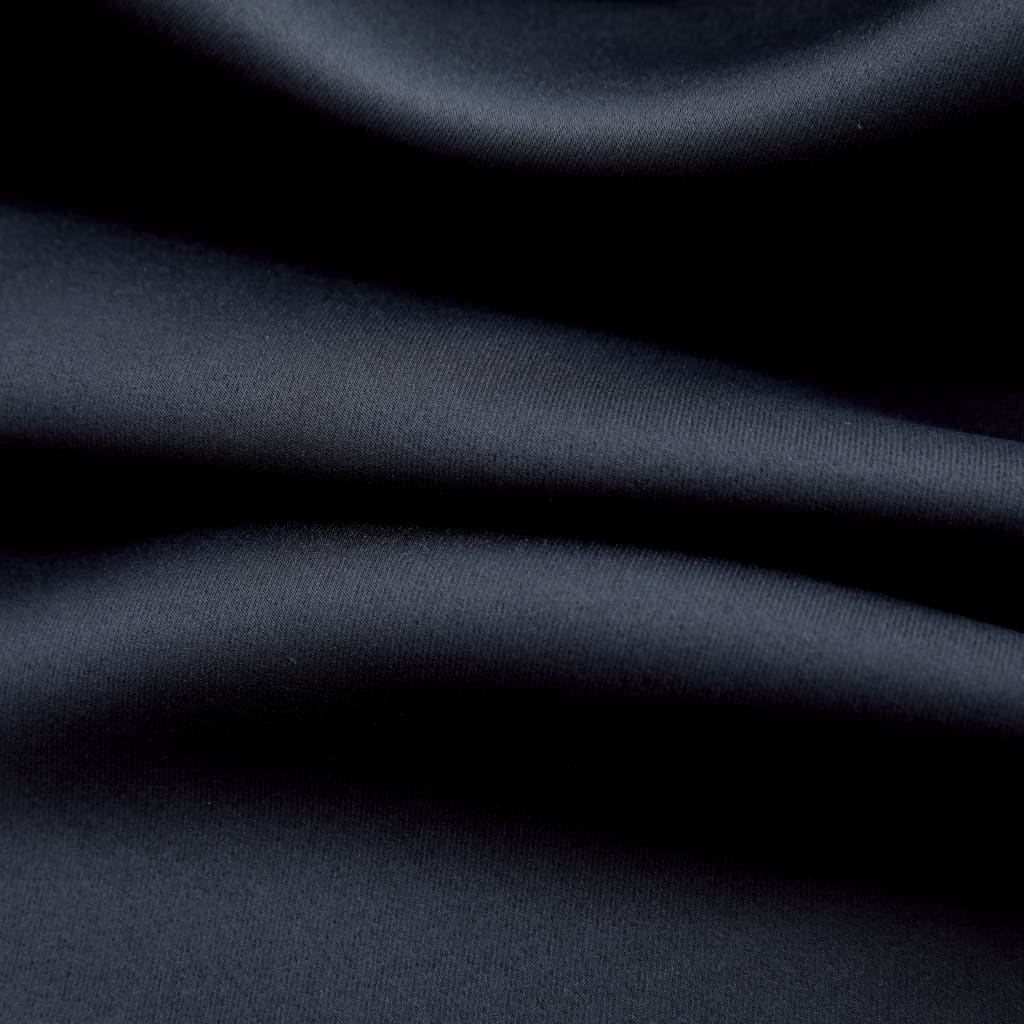 Gordijn Verduisterend Met Metalen Ringen 2 St 140X245 Cm Zwart