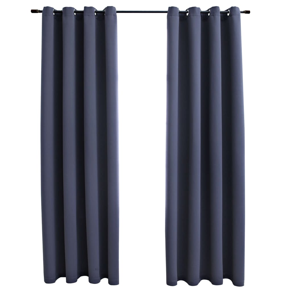 Gordijnen Verduisterend Met Ringen 2 St 140X175 Cm Antraciet