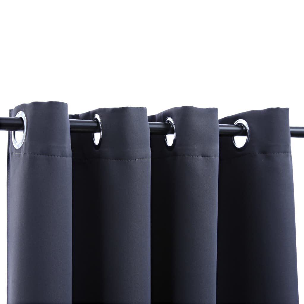 Gordijnen Verduisterend Met Ringen 2 St 140X175 Cm Antraciet