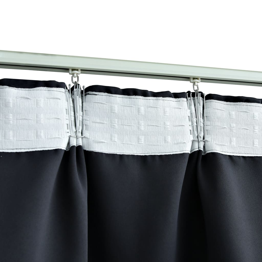 Gordijnen Verduisterend Met Haken 2 St 140X225 Cm Antraciet