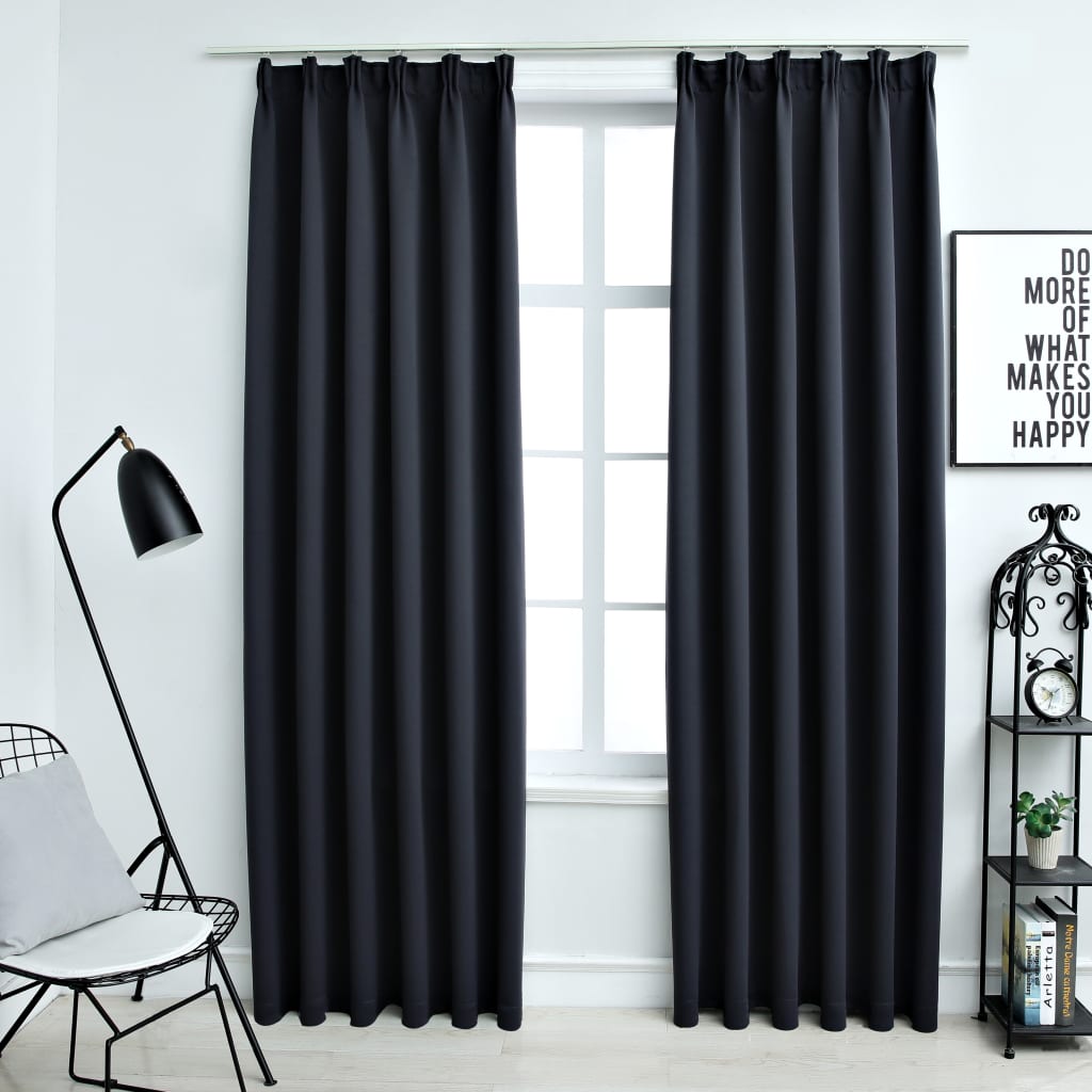 Gordijnen Verduisterend Met Haken 2 St 140X225 Cm Antraciet