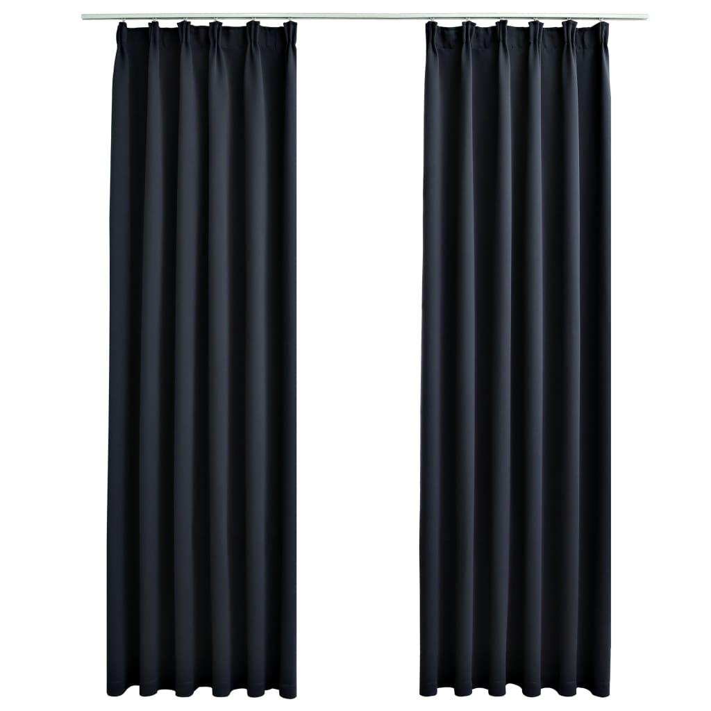 Gordijnen Verduisterend Met Haken 2 St 140X245 Cm Antraciet