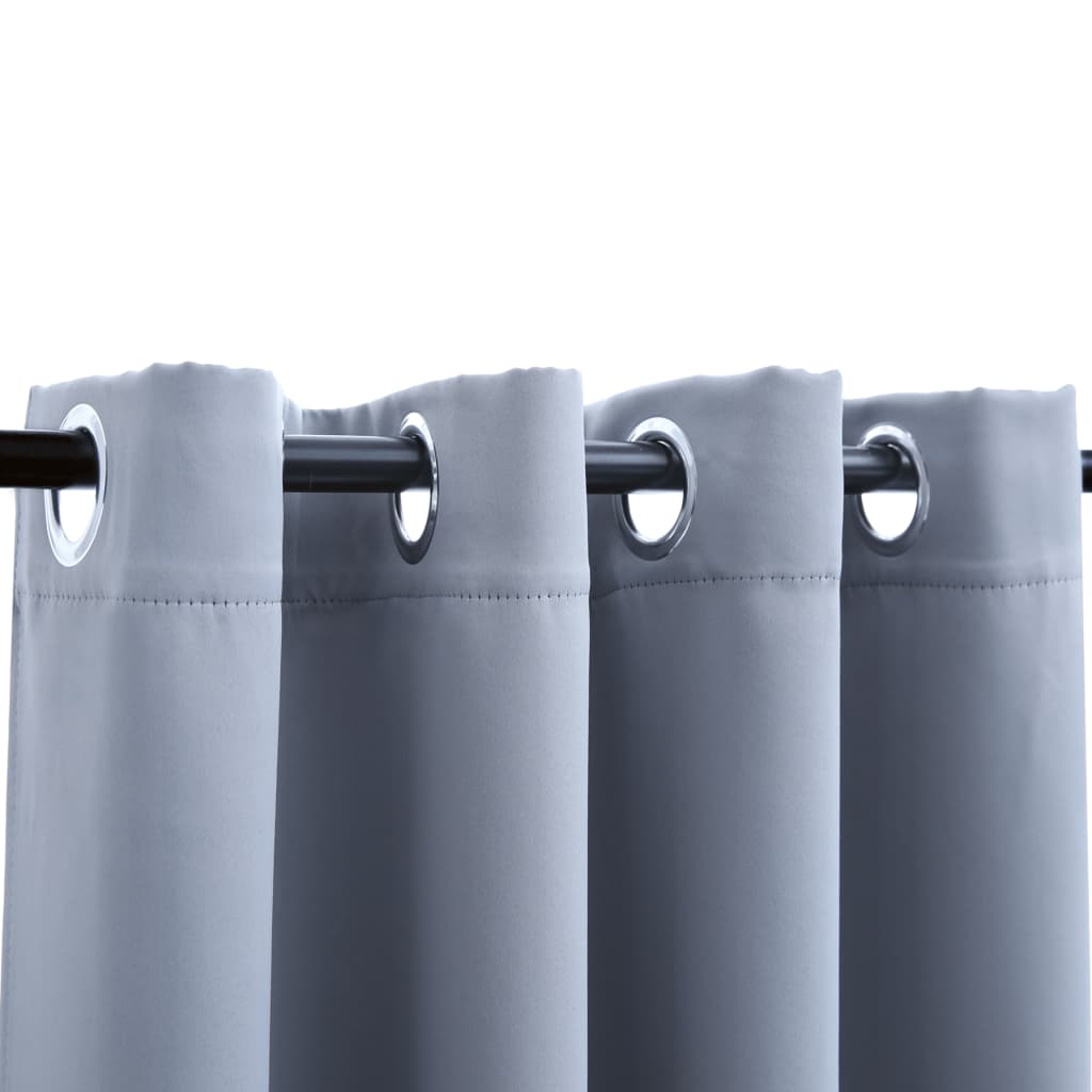 Gordijn Verduisterend Met Metalen Ringen 2 St 140X225 Cm Grijs