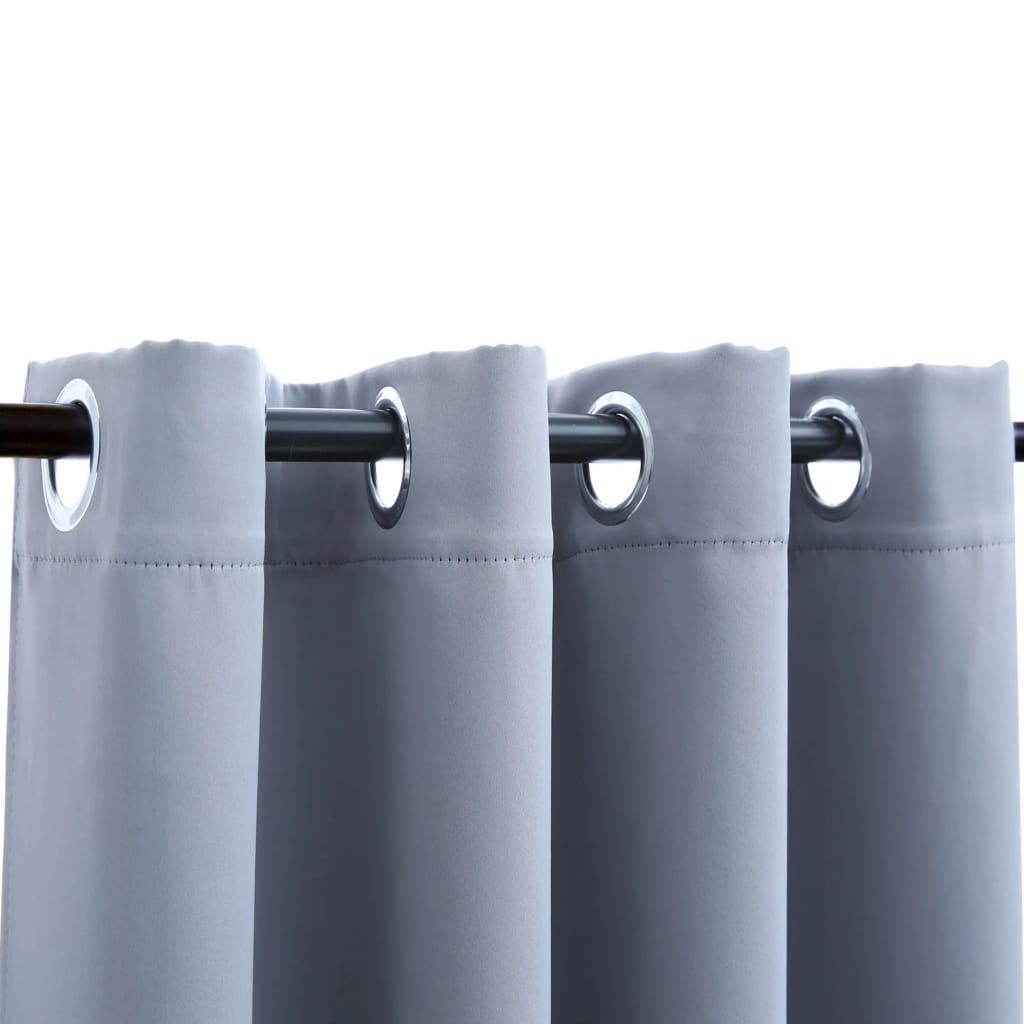 Gordijn Verduisterend Met Metalen Ringen 2 St 140X245 Cm Grijs