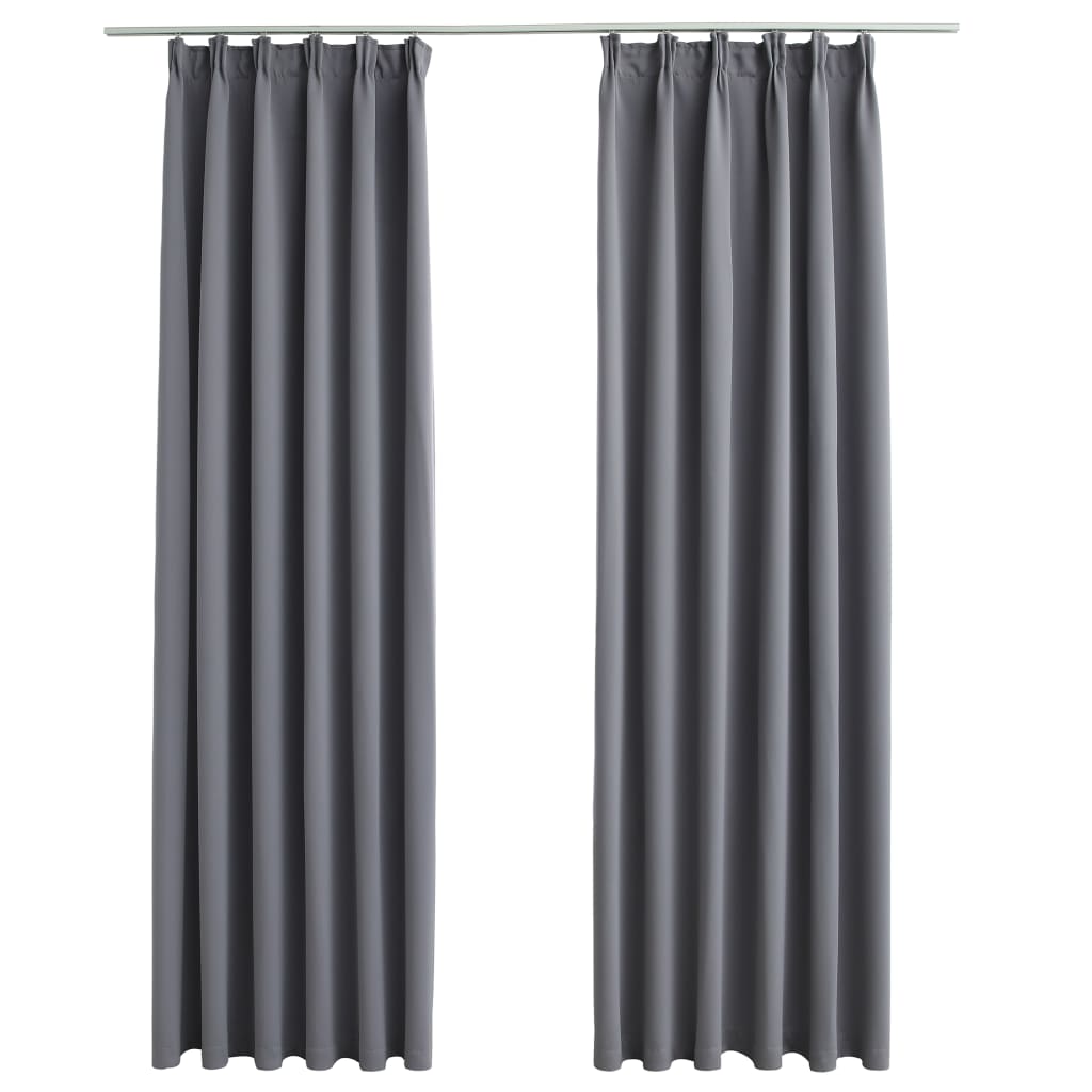 Gordijnen Verduisterend Met Haken 2 St 140X225 Cm Grijs
