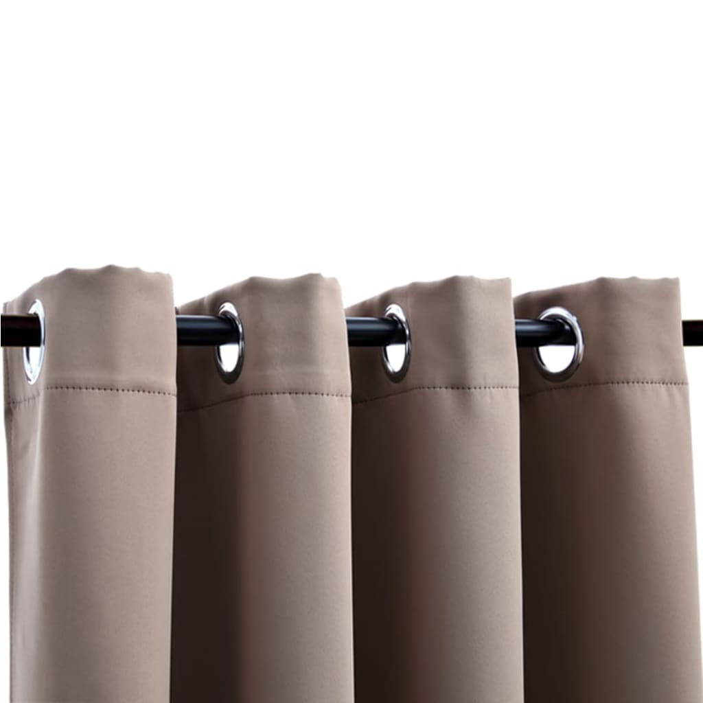 Gordijn Verduisterend Met Metalen Ringen 2 St 140X175 Cm Taupe
