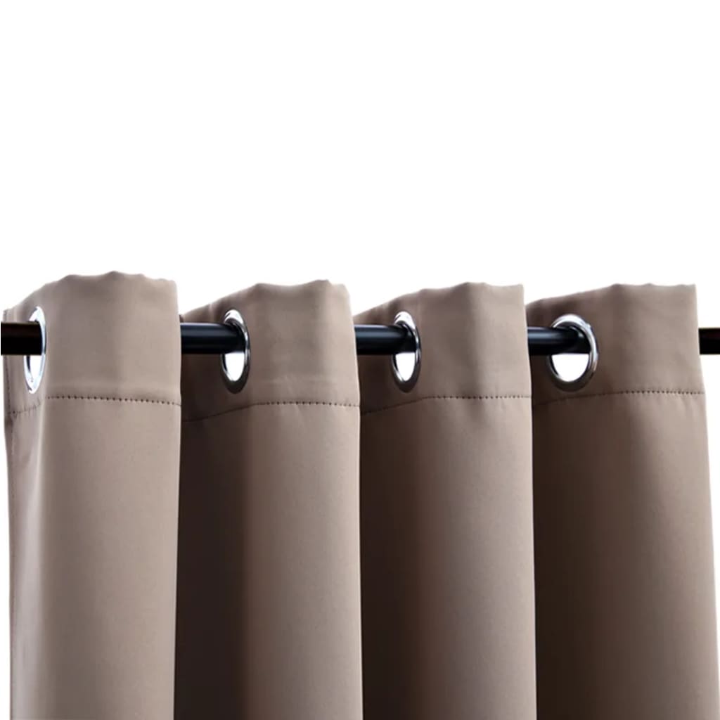 Gordijn Verduisterend Met Metalen Ringen 2 St 140X225 Cm Taupe