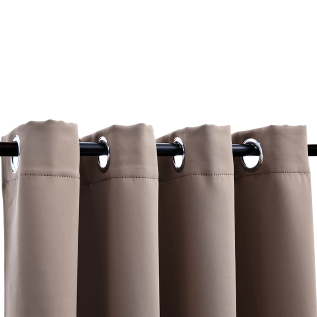 Gordijn Verduisterend Met Metalen Ringen 2 St 140X245 Cm Taupe