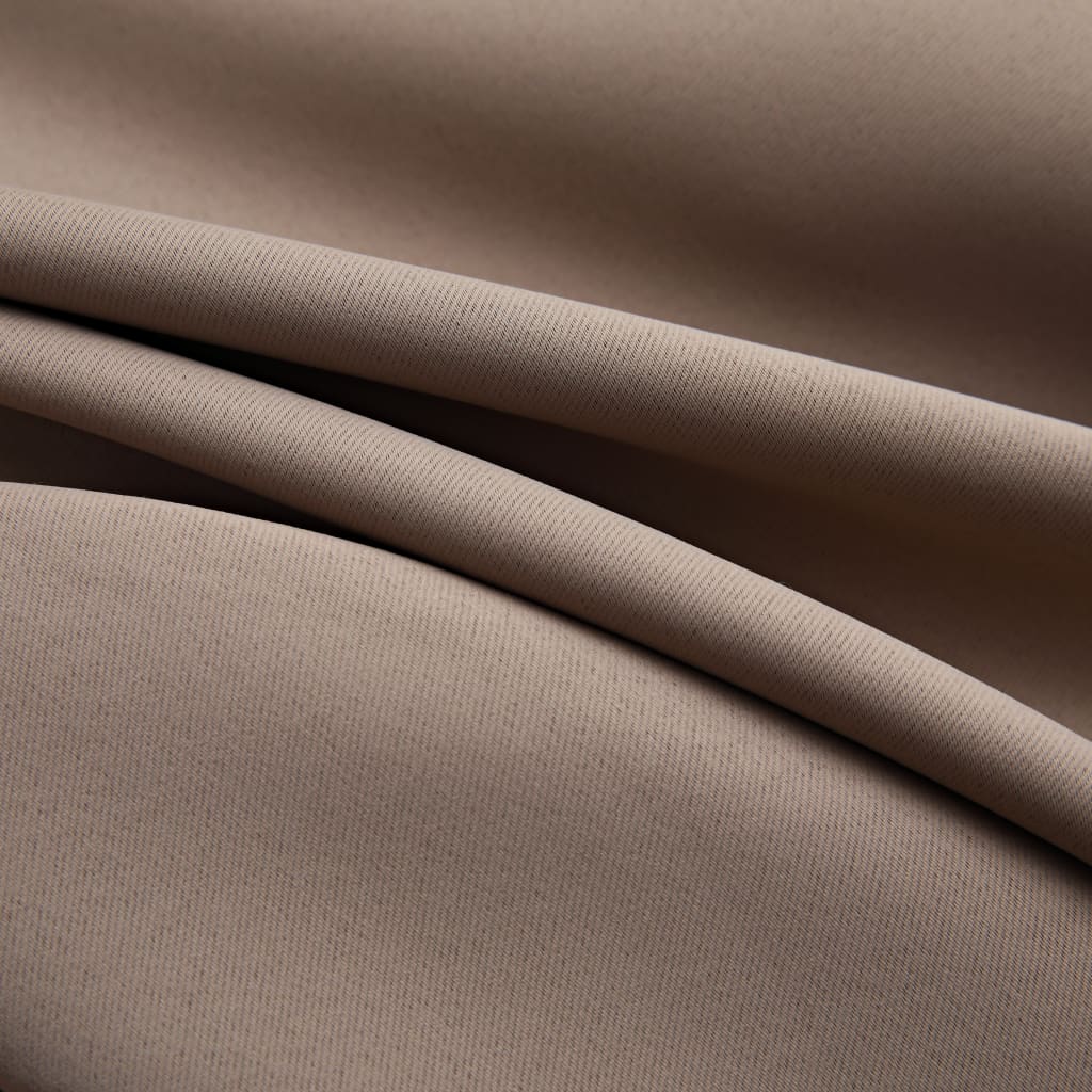Gordijn Verduisterend Met Metalen Ringen 2 St 140X245 Cm Taupe