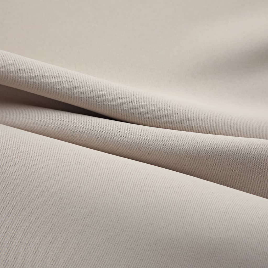 Gordijn Verduisterend Met Metalen Ringen 2 St 140X225 Cm Beige
