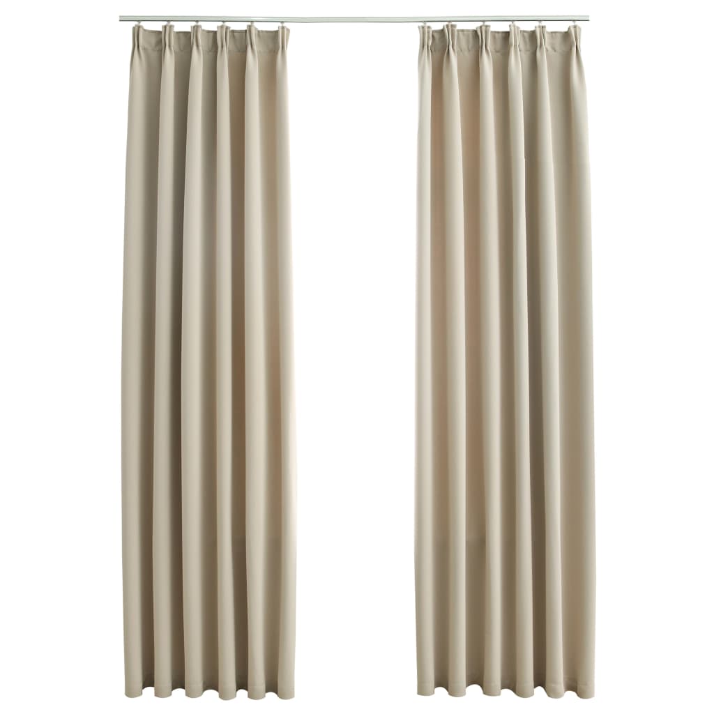Gordijnen Verduisterend Met Haken 2 St 140X175 Cm Beige