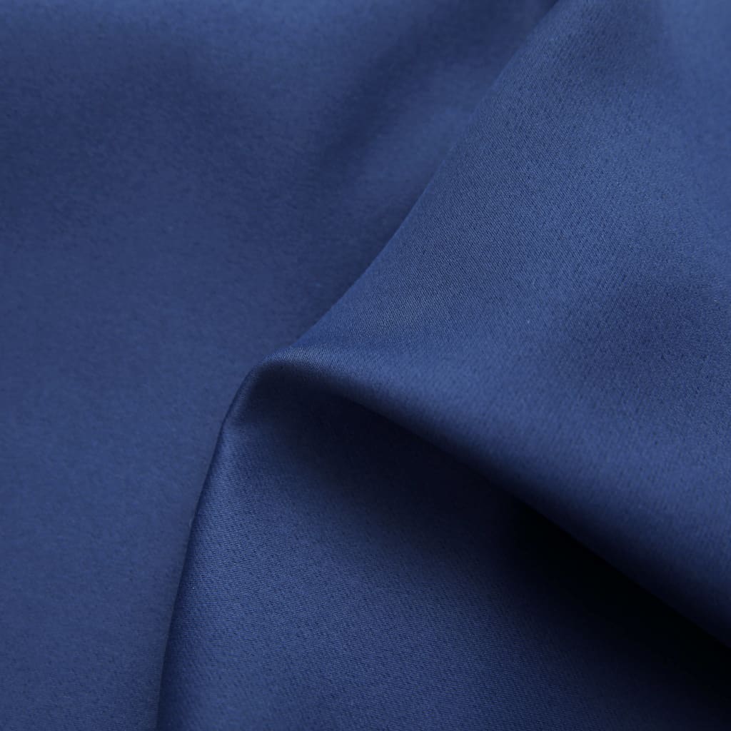 Gordijn Verduisterend Met Metalen Ringen 2 St 140X225 Cm Blauw