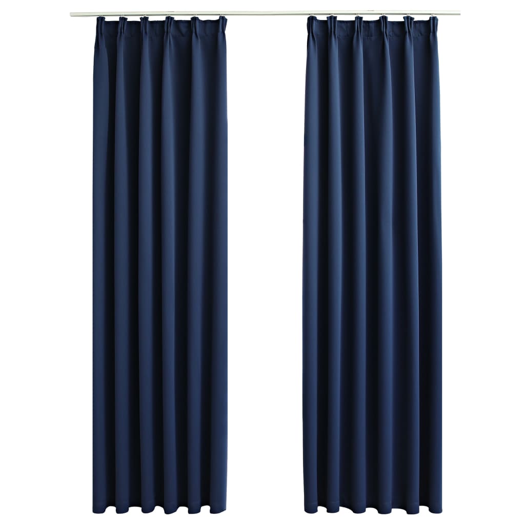 Gordijnen Verduisterend Met Haken 2 St 140X225 Cm Blauw