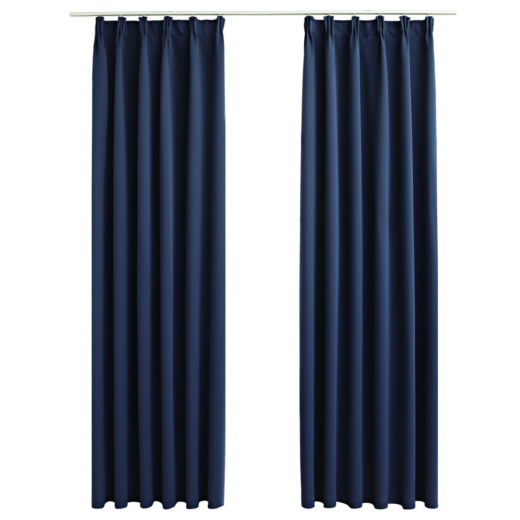 Gordijnen Verduisterend Met Haken 2 St 140X245 Cm Blauw