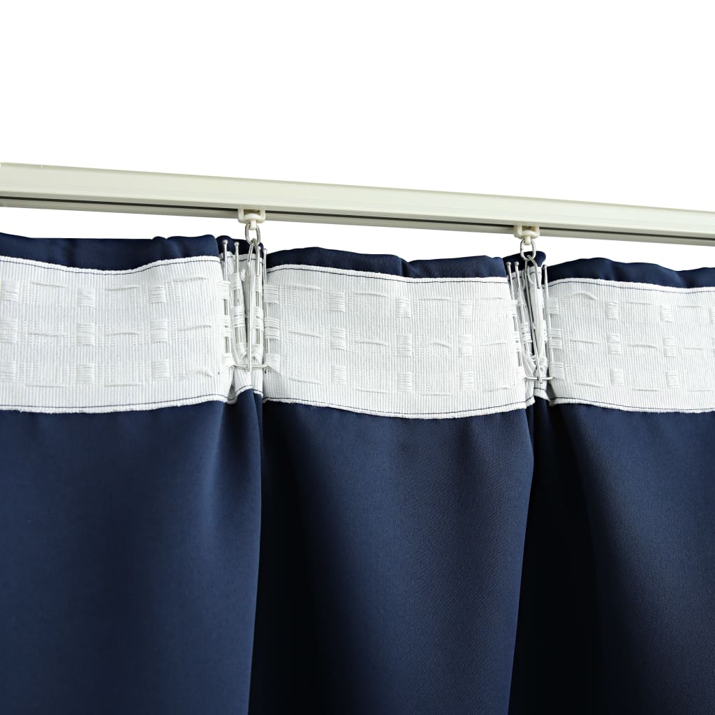 Gordijnen Verduisterend Met Haken 2 St 140X245 Cm Blauw