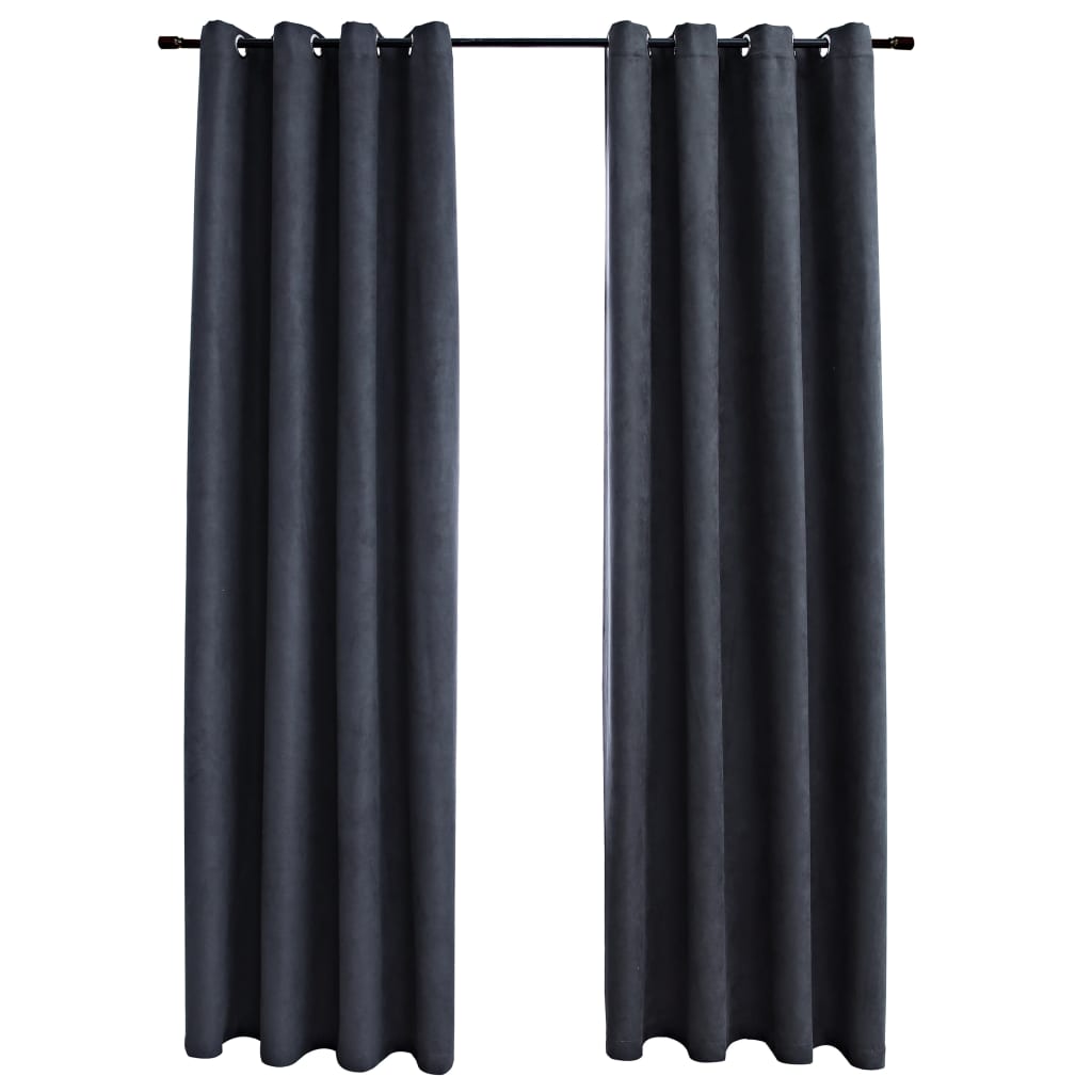Gordijnen Verduisterend Met Ringen 2 St 140X175 Cm Antraciet