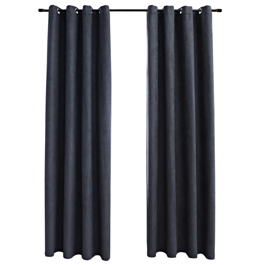 Gordijnen Verduisterend Met Ringen 2 St 140X225 Cm Antraciet