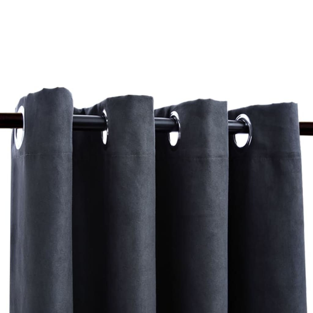Gordijnen Verduisterend Met Ringen 2 St 140X225 Cm Antraciet