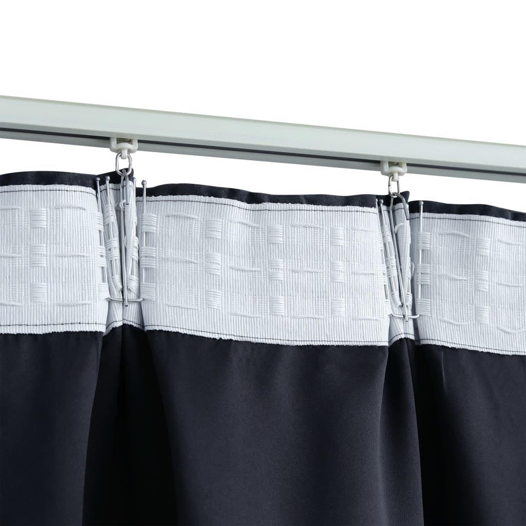 Gordijnen Verduisterend Met Haken 2 St 140X225 Cm Antraciet