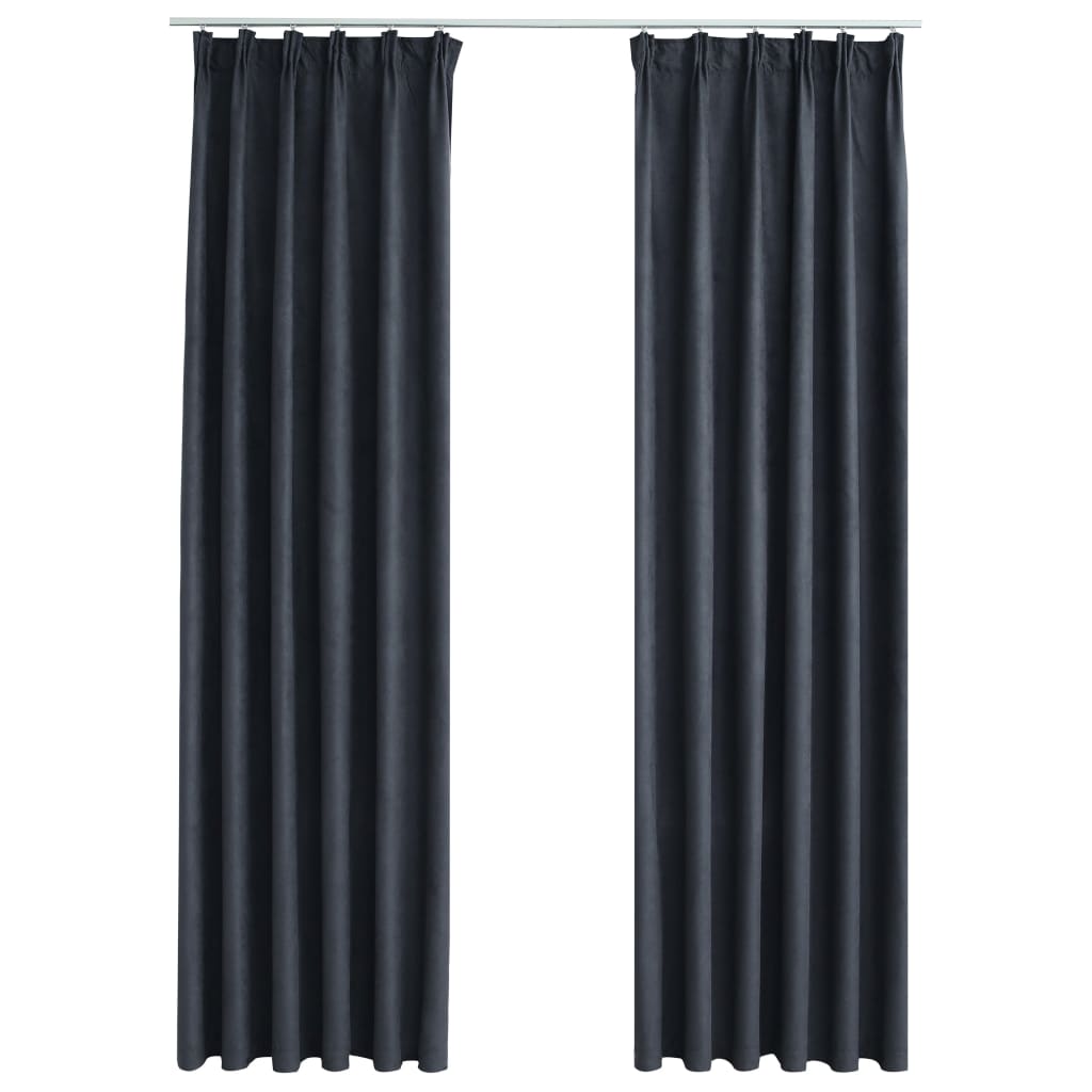 Gordijnen Verduisterend Met Haken 2 St 140X245 Cm Antraciet