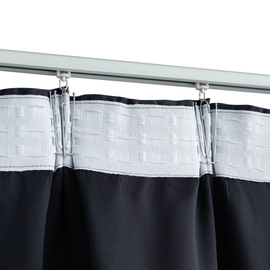 Gordijnen Verduisterend Met Haken 2 St 140X245 Cm Antraciet