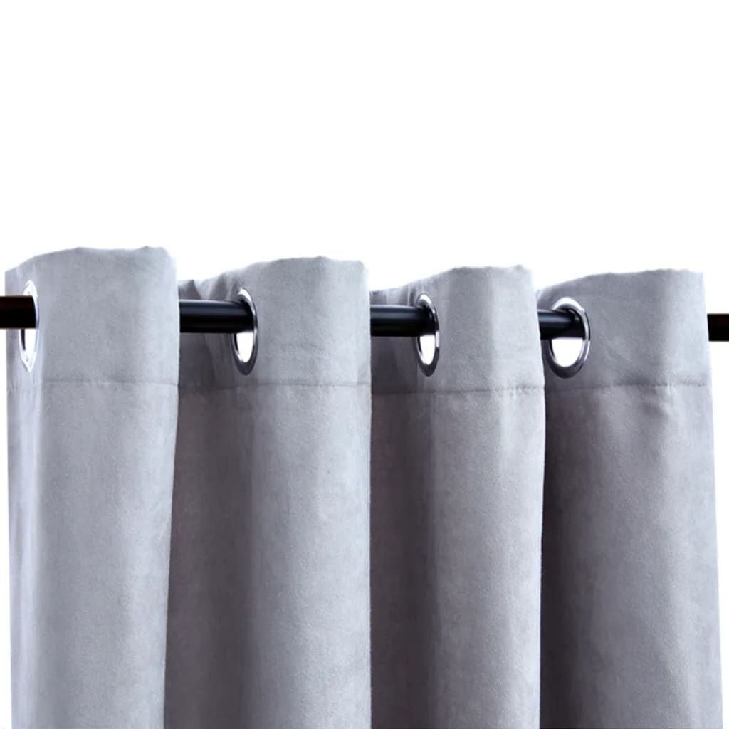 Gordijn Verduisterend Met Metalen Ringen 2 St 140X225 Cm Grijs