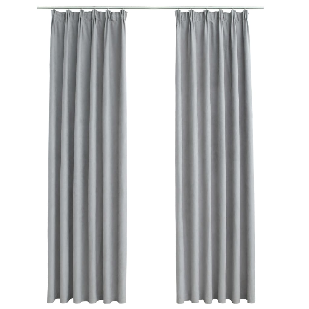 Gordijnen Verduisterend Met Haken 2 St 140X175 Cm Grijs