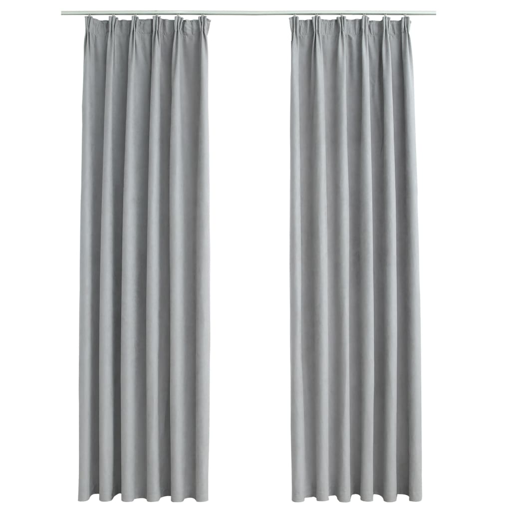Gordijnen Verduisterend Met Haken 2 St 140X225 Cm Grijs