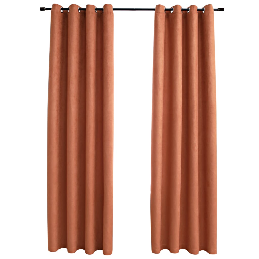 Gordijnen Verduisterend Met Ringen 2 St 140X175 Cm Roestkleurig