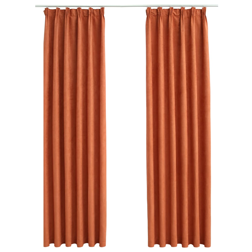 Gordijnen Verduisterend Met Haken 2 St 140X175 Cm Roestkleurig