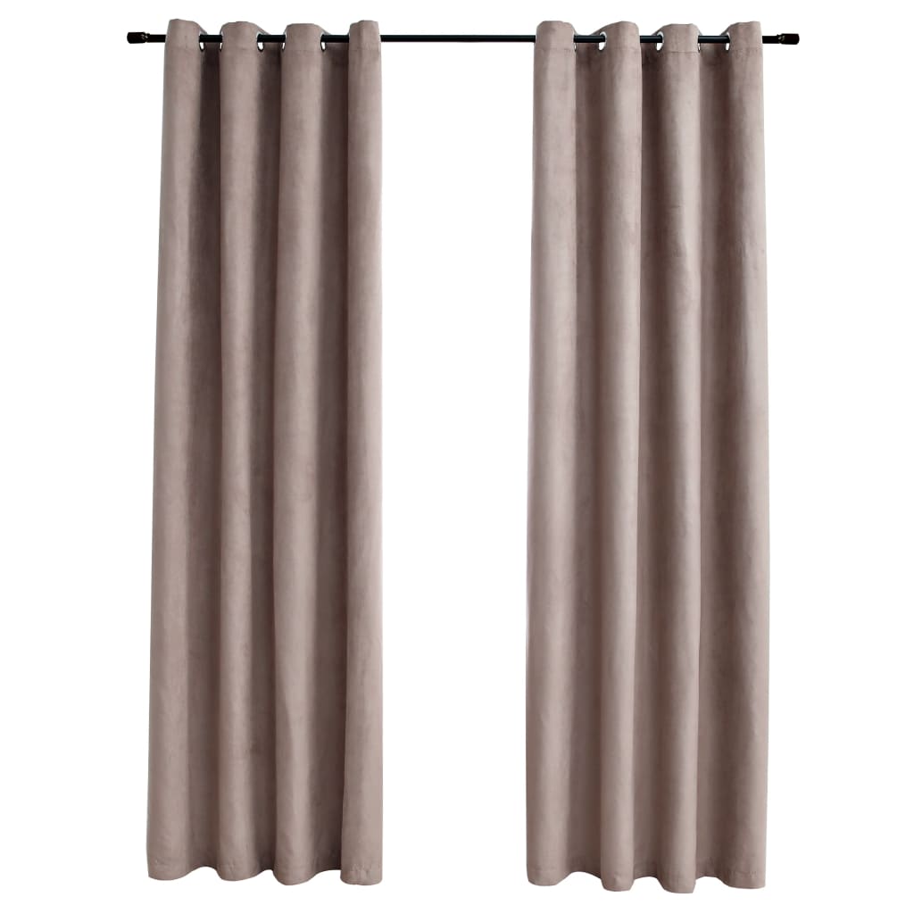 Gordijn Verduisterend Met Metalen Ringen 2 St 140X245 Cm Taupe