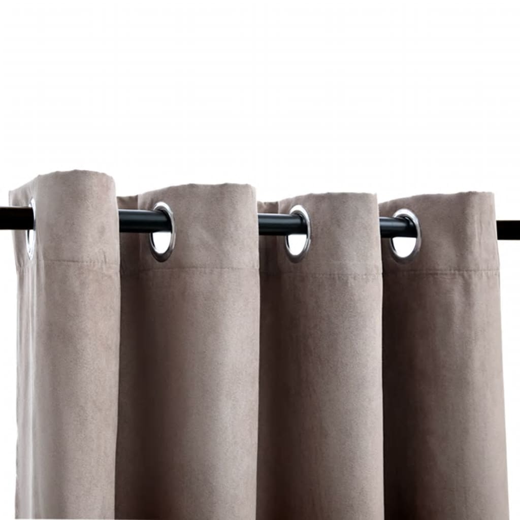 Gordijn Verduisterend Met Metalen Ringen 2 St 140X245 Cm Taupe