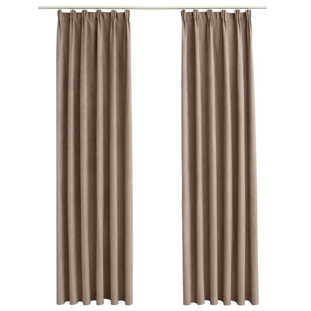 Gordijnen Verduisterend Met Haken 2 St 140X245 Cm Taupe